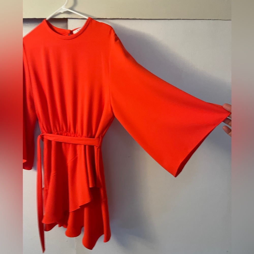 Orange silk dress with ruffles and bell sleeve from IRO size US 4